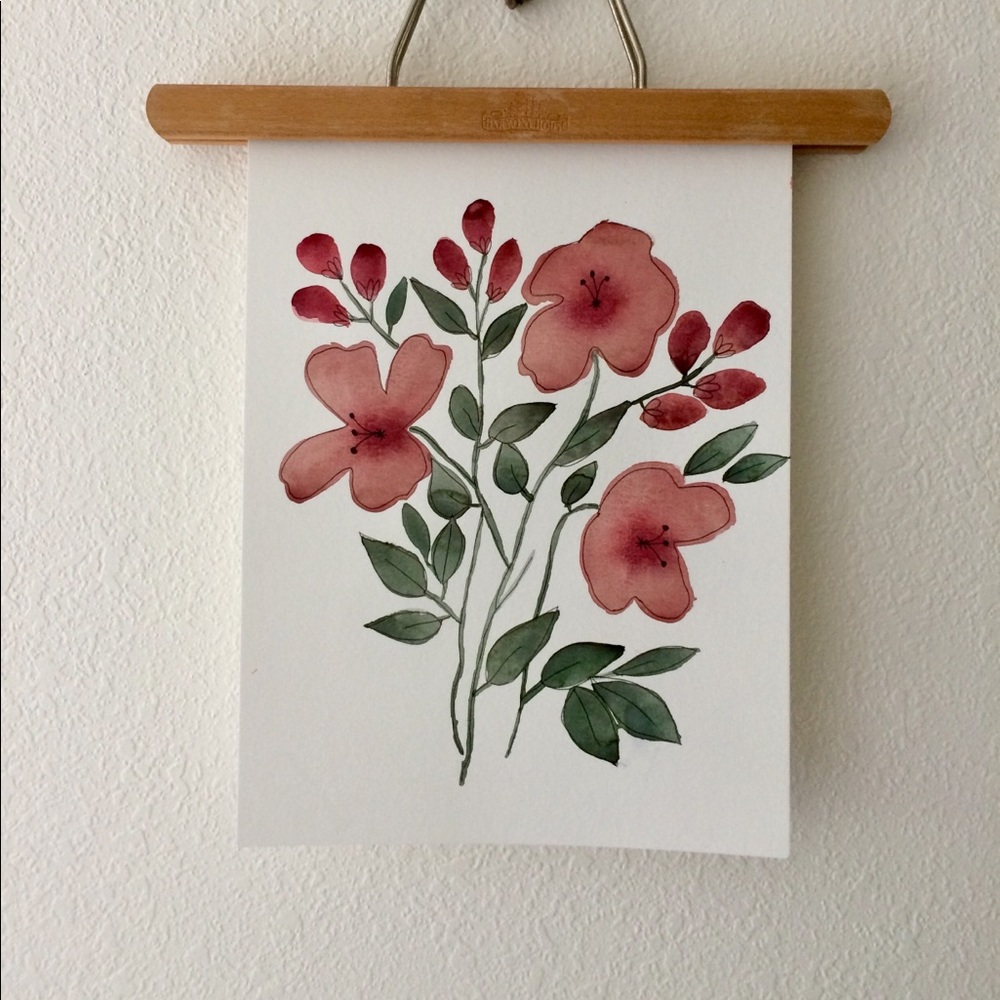 Hand painted watercolor floral wall art